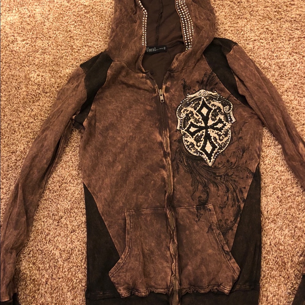 Rhinestone Vocal Zip up hoodie